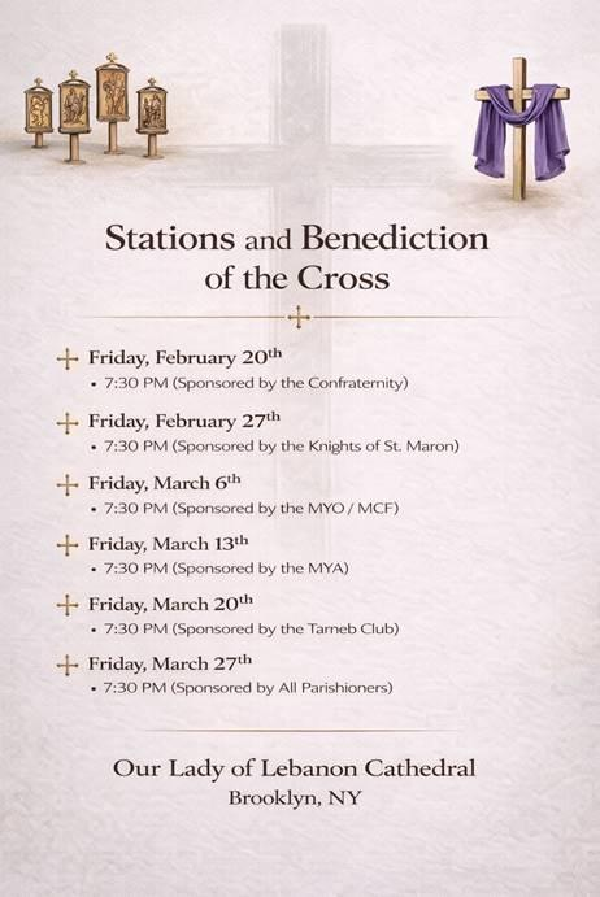 Stations and Benediction of the Cross Schedule